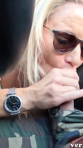 German blonde milf picked up for the EroCom userdate in the car   Clip 1