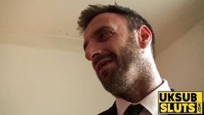 UKSubSluts com - Redhead babe gets throat fucked by a dominant male