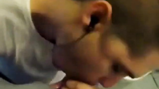 Boy sucking cock and eating cum in restroom 8