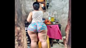 Big ass neighbor engraved with her donut shorts