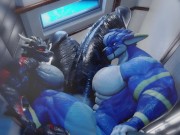 Growth competition, Kaito & Korozar muscle cock growth animation