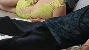 high-quality blowjob from a neighbor with cum swallowing