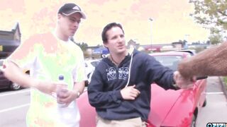 19 Yo gets picked up on the parking lot and gets her trimmed vagina hammered