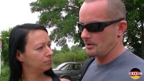 Tattooed German Babe with Dark Hair Fucking Near the Lake