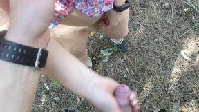 Stranger Found Pretty Girl on the Bicycle in the Forest Playing with Herself and Fucking Her