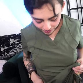 Naughy Nurse Angel Windell Gives Free Cock Inspection