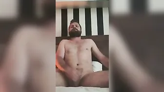 Hairy Daddy Strokes Big Cock on Webcam and Cums