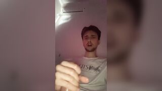 Warm Hetero School stud strokes off his fat cut jizz-shotgun