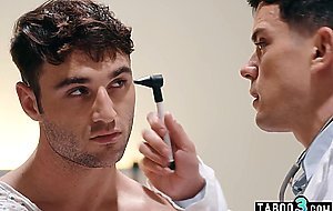 Perverted gay doctor Dakota Payne performing a routine bareback checkup