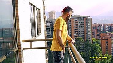 Jerking Off My Big Uncut Cock In The Balcony Did I Get Caught? Camilo Brown
