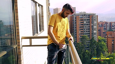 Jerking Off My Big Uncut Cock In The Balcony Did I Get Caught? Camilo Brown