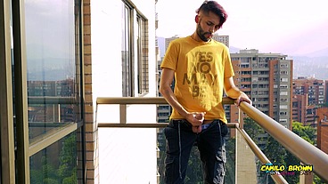 Jerking Off My Big Uncut Cock In The Balcony Did I Get Caught? Camilo Brown