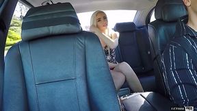 Picked up blond bitch Naomi Woods gets laid in the back seat