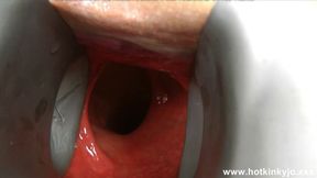 Sexy blonde nurse gapes wide with huge speculum