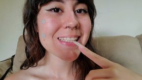 Showing my Long Natural Nails in a close up, scratching and licking!!