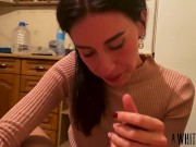 Neighbor Does A Sensual Blowjob In The Kitchen