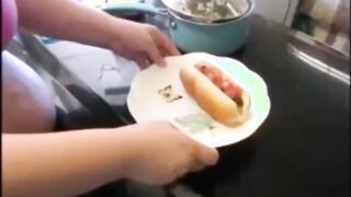 Bombshell Cum Hoe Eating Hotdog Cover Inside Thick Cum