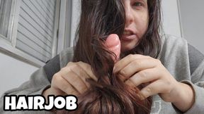 Long Hair Job - Hair Pussyjob with Dildo Chubby Latina