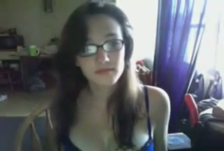 Cute nerdy white teen with glasses has gorgeous body