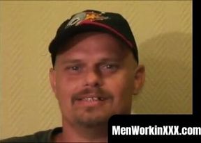 MenWorkinXXX.com - Bear-bellied amateur jerks his big dick and releases a massive loa
