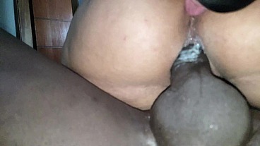 Real amateur threesome interracial, Husband films his wife fucking with a monster BBC