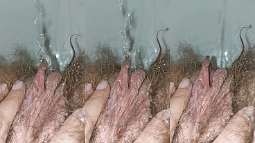 Woman pissing, hairy pussy pee pee