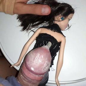 Dark dress Doll puts a condom on me and let me fuck her hard