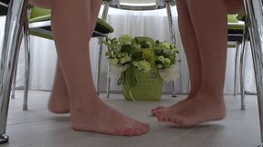 Barefoot fight under the table a