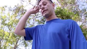 Ebony teenager 18+ outdoors sucks white dick
