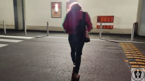 crazy rebeca addams in jeans buttcrack at the supermarket