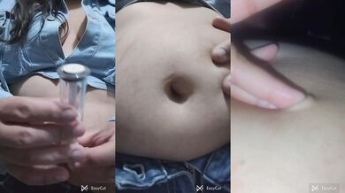 Chubby latina solo girl shaved jeans cumming deep belly button play