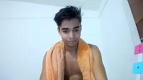 Hispanic Boy Jerks Then Showers