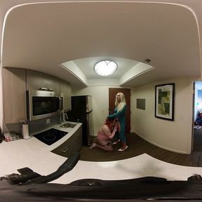 Trans Woman Gives Crossdresser Blowjob in Kitchen VR