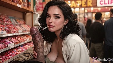 I fucked a store manager as compensation for her smoking in front if the customers!! This brazilian bitch let my big dick in her every hole!! [AI]