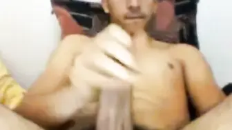 Straight Guy Strokes His Big Cock and Shoots a Huge Load on Webcam