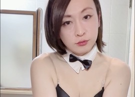 Anal masturbation in bunny “T”girl cosplay\n