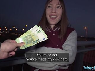 Public Agent - Sexy brunette hair dances for me in PUBLIC in advance of I bang her hard