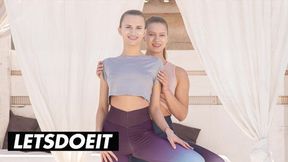 Sensual sisters Stella & Mia engage in explicit lesbian sex, yoga-inspired foreplay leads to fiery climax&#x1F680;
