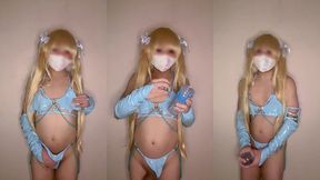 cute succubus femboy tries out masturbator and cums