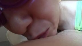 競泳水着姿でソーププレイ、ローションまみれで騎乗位ＦＵＣＫ