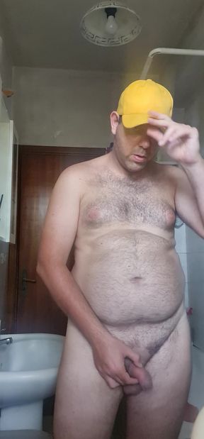 All naked with a yellow hat