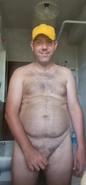 All naked with a yellow hat