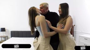 Perfect Body College Cuties Sofi Noir &amp; Amalia Davis Kinky Threesome W Old Pervert - Immoral Live 4K