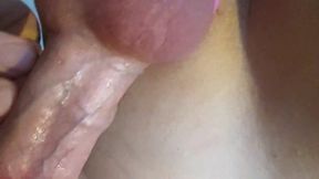 Swallowing a hot load of gooey cum