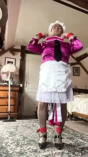 In a little white skirt
