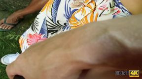 HUNT4K. Coquettish lady with all-natural shapes gets good money