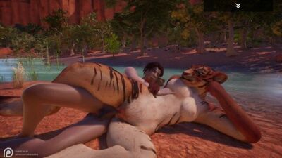 Kira Porn & Tiger Furry in a wild and hairy animated fuck fest