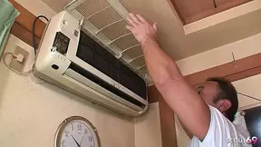 Experienced Japanese wife cheats on husband with ugly worker in hardcore roleplay