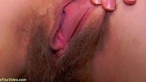 Flexible Russian Amateur Masturbates with Hairy Pussy