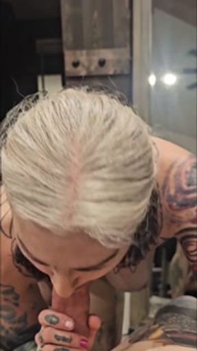 POV Tattooed Nylon Wife Loves Sucking Cock &amp; Eating Cum!